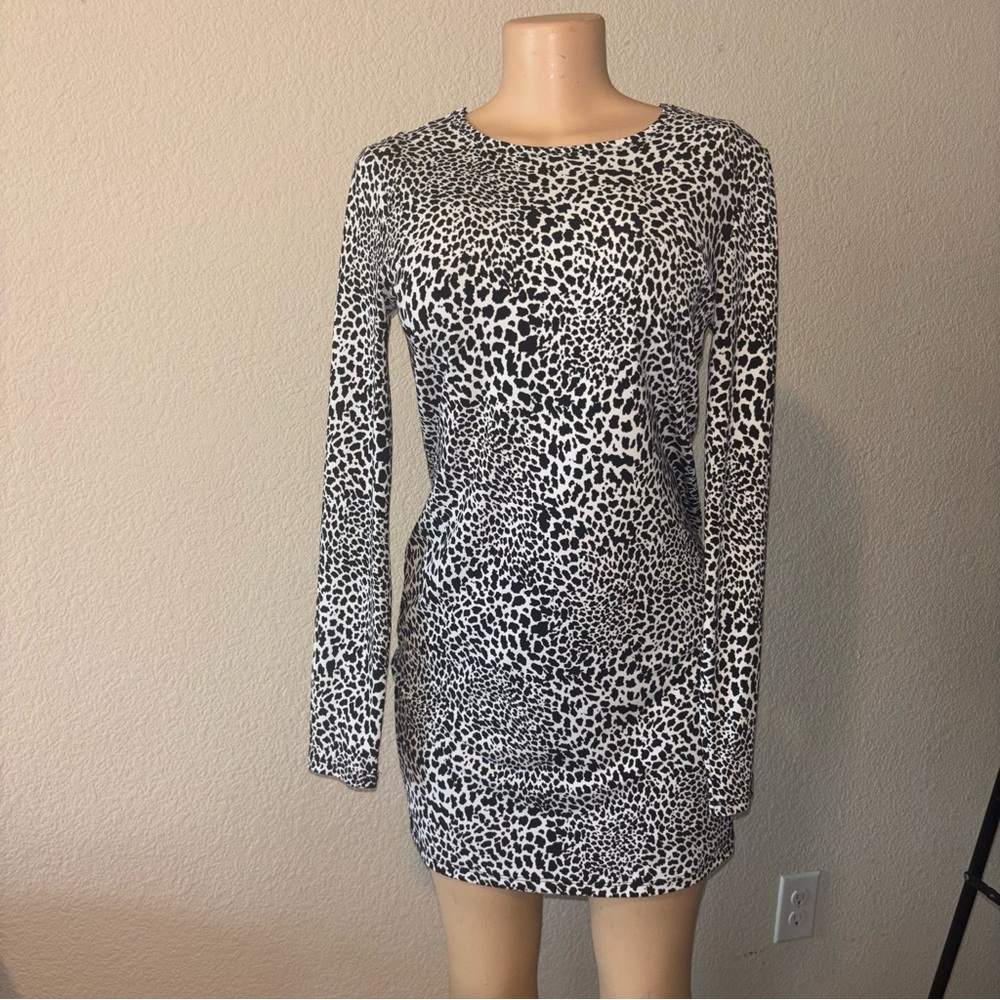 Michael Kors Black and White Animal Print Mini Dress